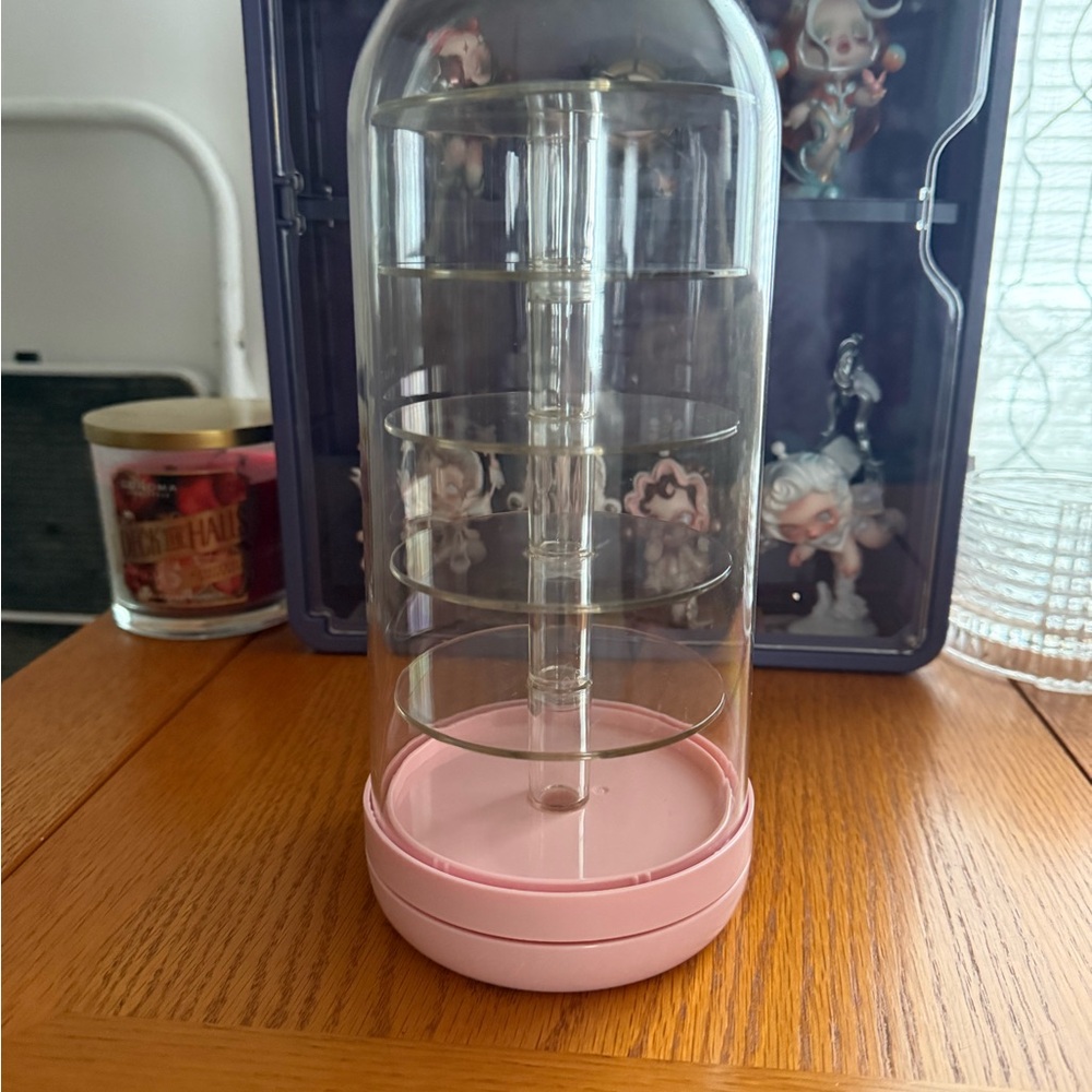 Clear Rotating Organizer with Pink Base